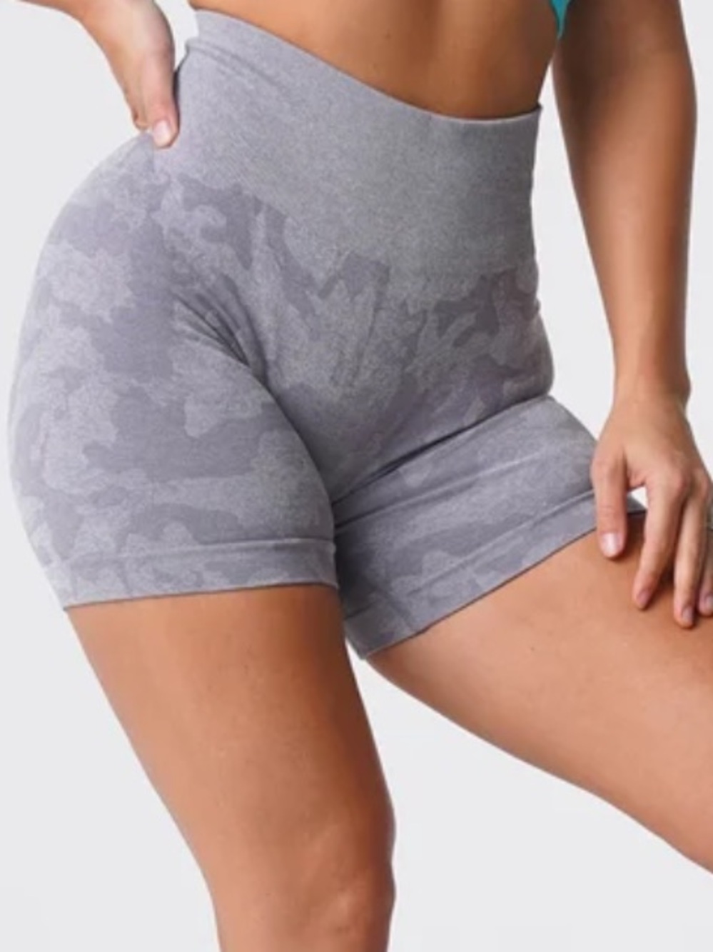 NVGTN Grey Two Tone High-Waist Seamless Bike Shorts. Small. NWT